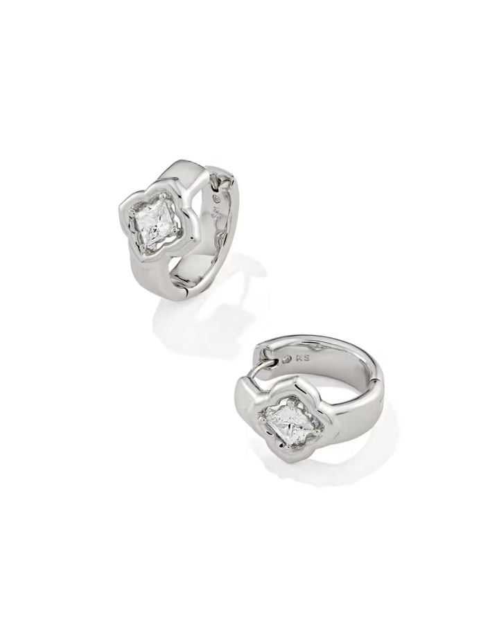 Kendra Scott Mallory Crystal Huggie Earrings on Silver