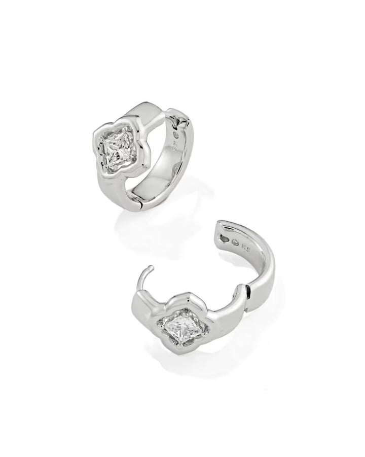 Kendra Scott Mallory Crystal Huggie Earrings on Silver