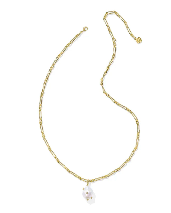 Kendra Scott Melody Long Freshwater Pearl Necklace in Pearl on Gold