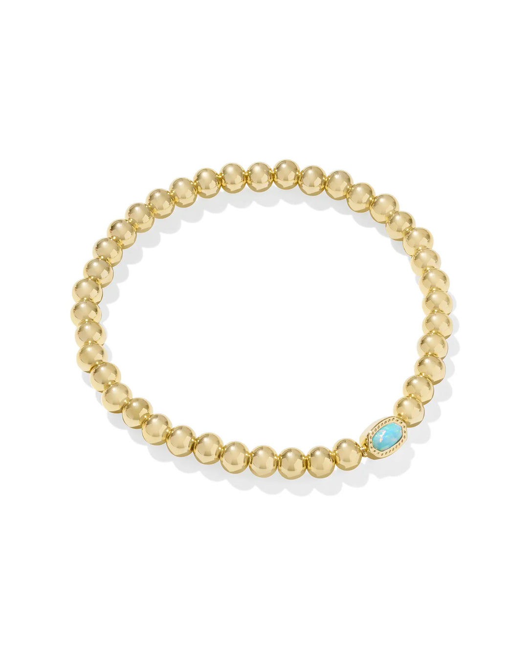 Kendra Scott Mini Elaina Stretch Bracelet in Teal Opal on Gold