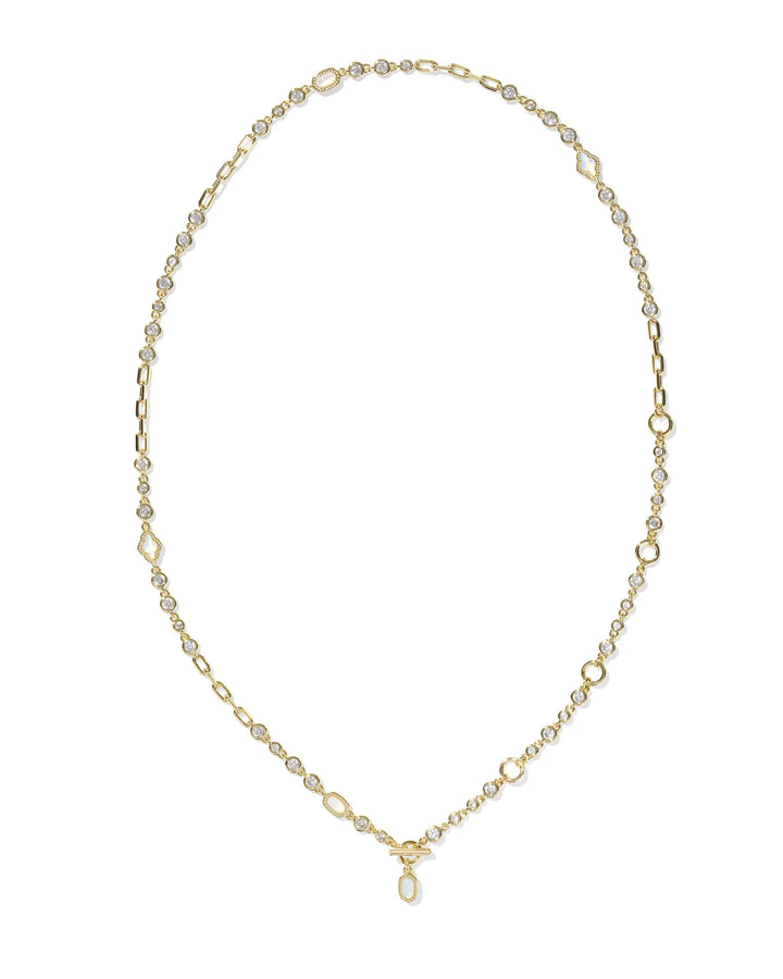 Kendra Scott Mini Elisa Abbie Strand Necklace in White Mix on Gold