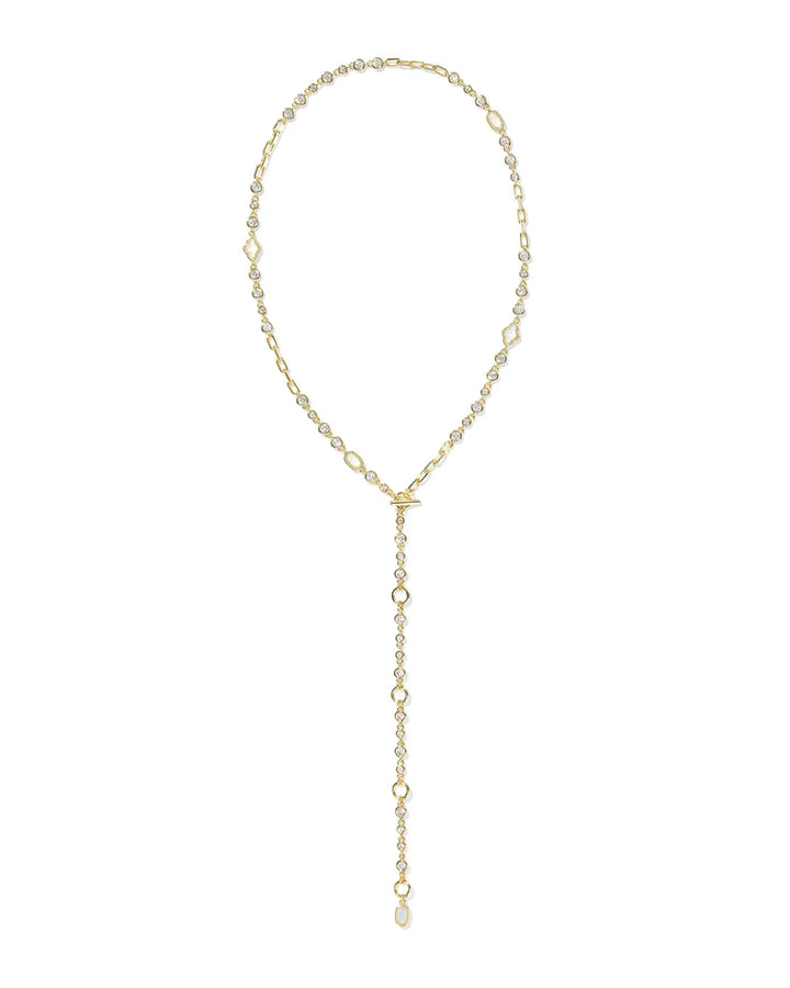 Kendra Scott Mini Elisa Abbie Strand Necklace in White Mix on Gold