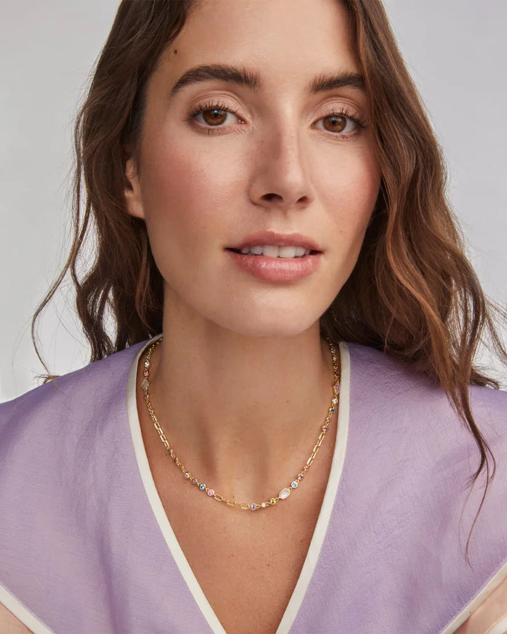 Kendra Scott Mini Elisa Abbie Strand Necklace in Multi Mix on Gold