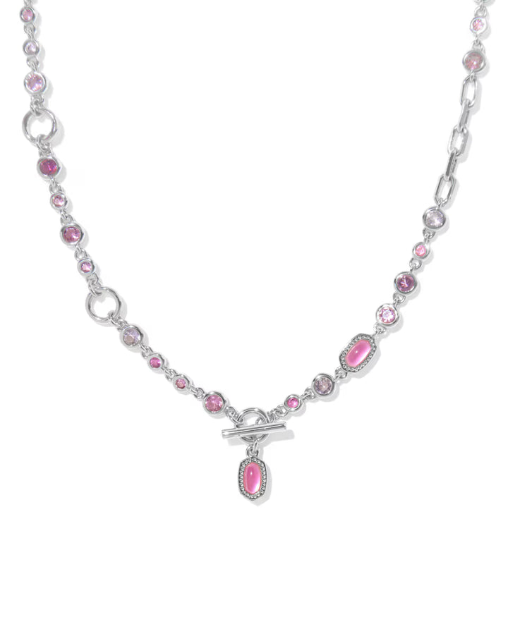 Kendra Scott Elisa Abbie Stand Necklace Rhodium & Pink