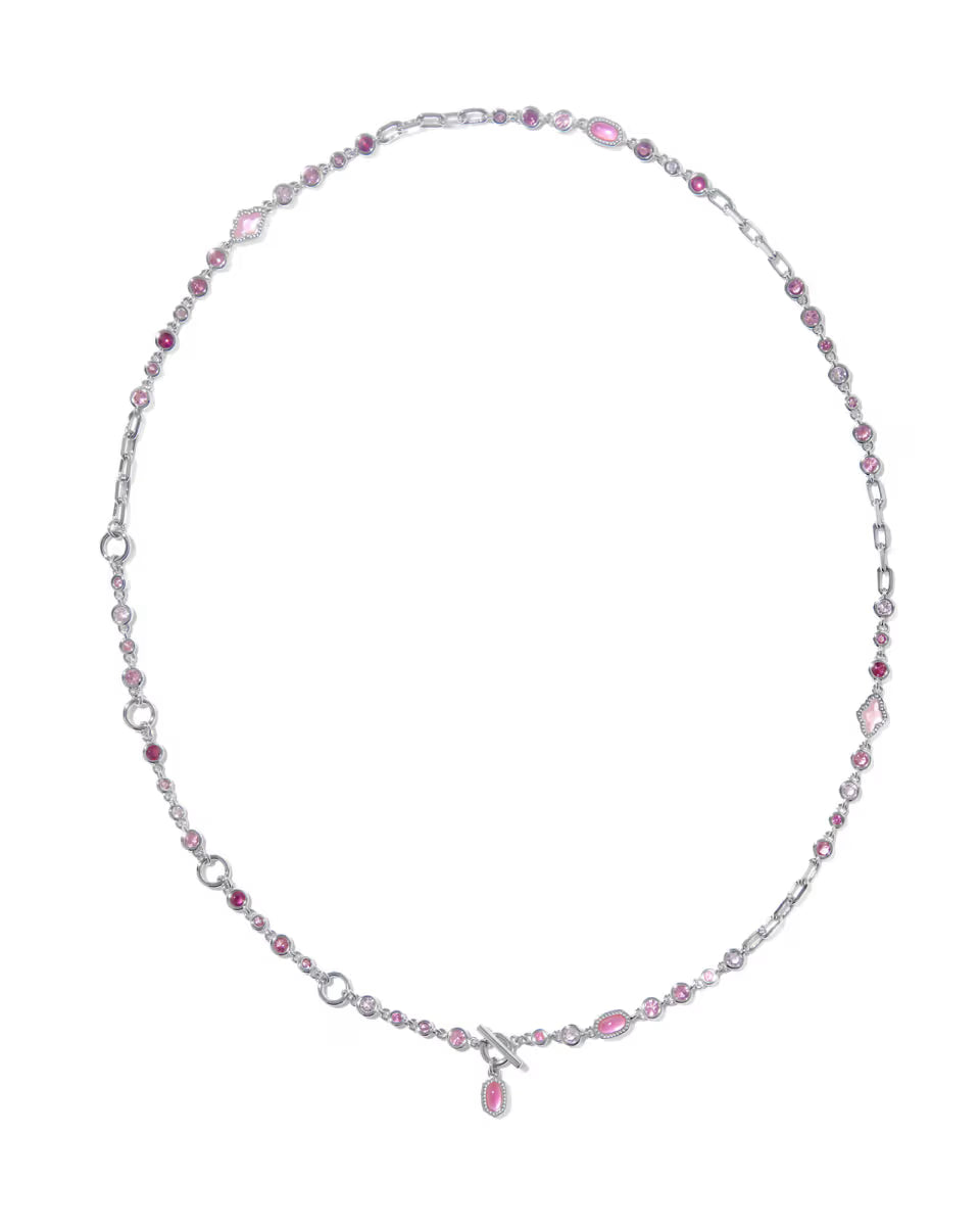 Kendra Scott Elisa Abbie Stand Necklace Rhodium & Pink