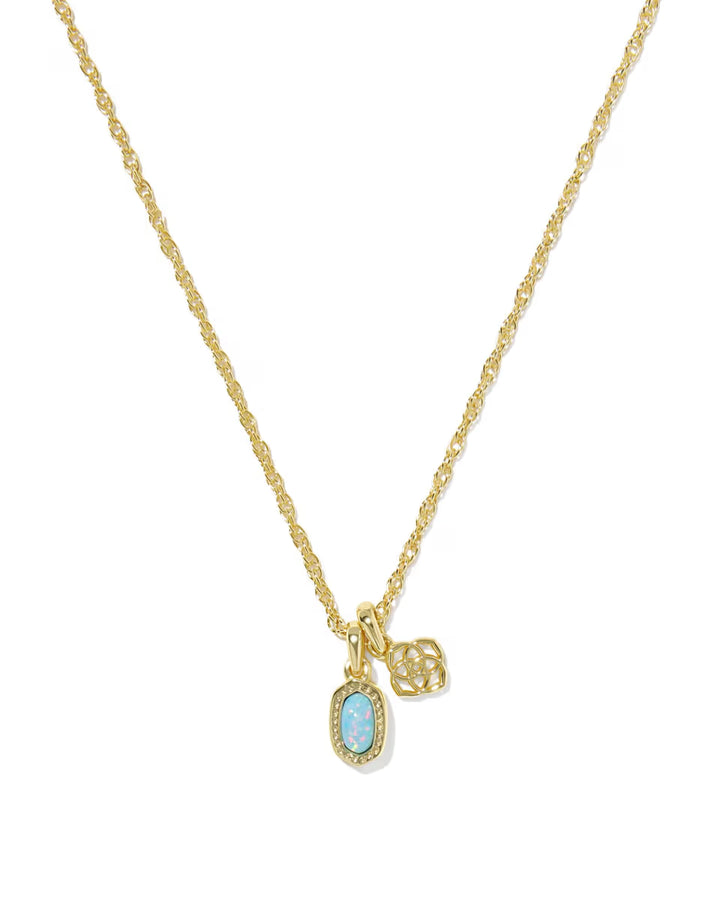 Kendra Scott Mini Elisa Dira Necklace in Blue Opal on Gold
