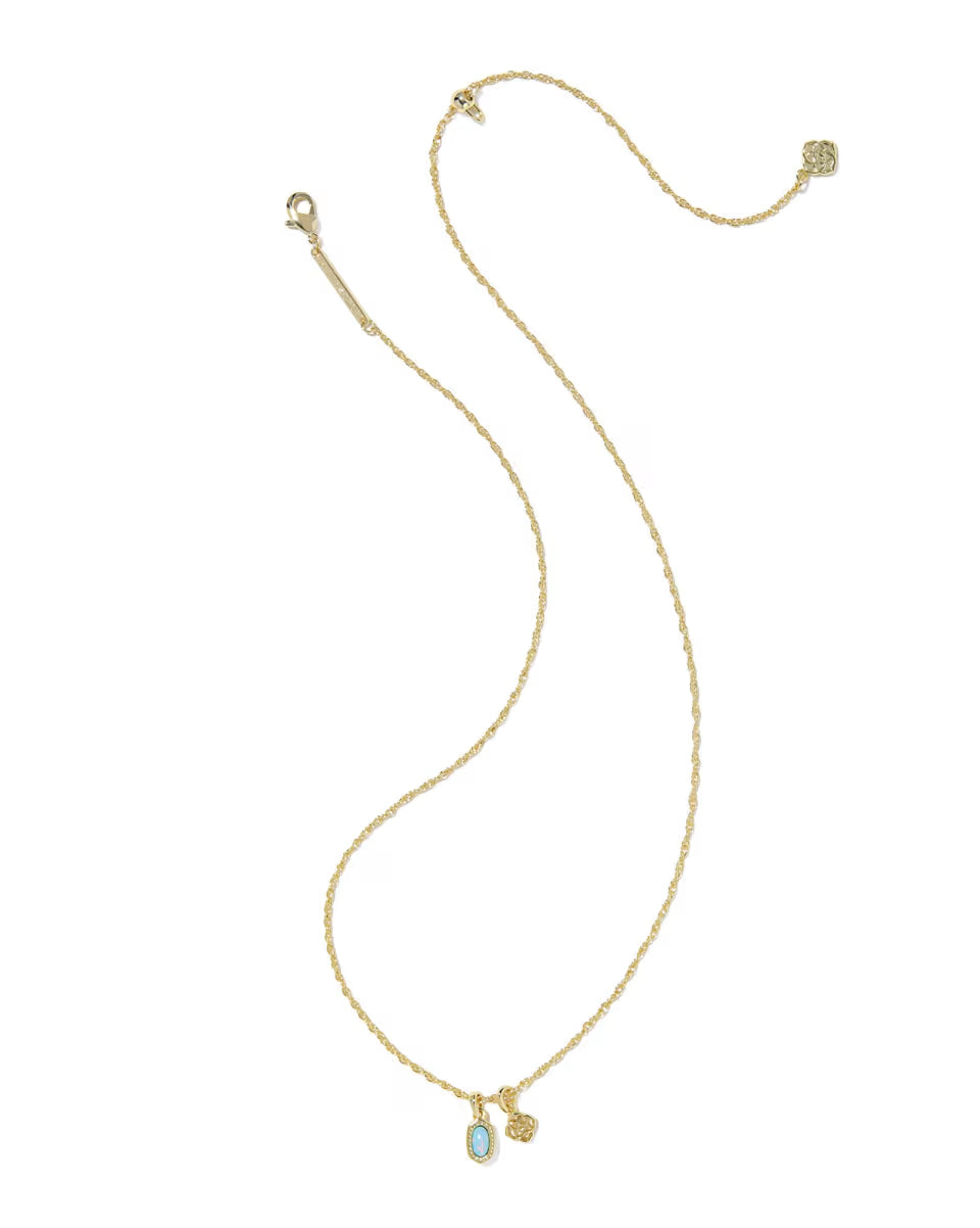 Kendra Scott Mini Elisa Dira Necklace in Blue Opal on Gold