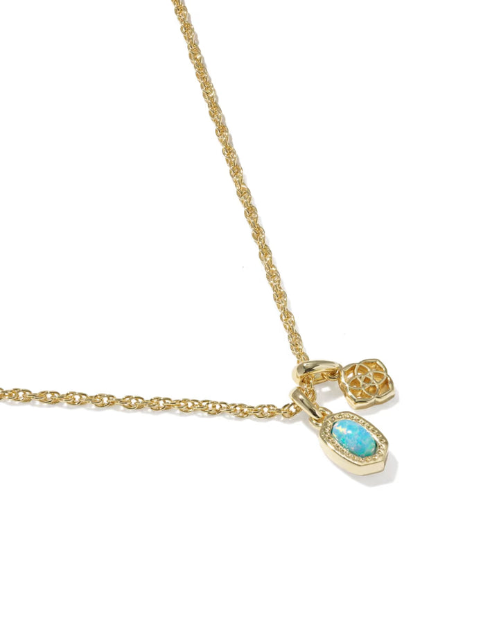 Kendra Scott Mini Elisa Dira Necklace in Blue Opal on Gold