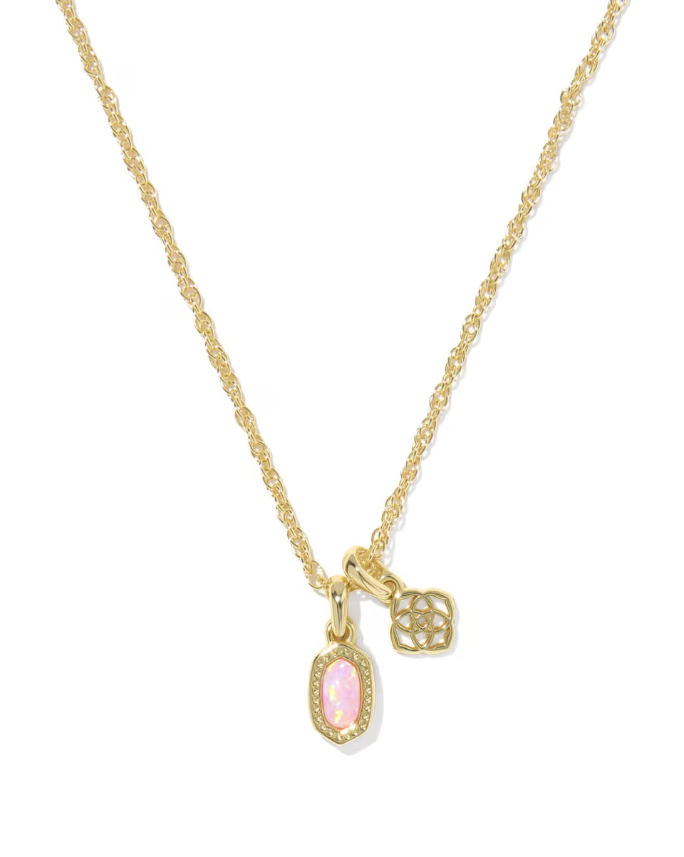 Kendra Scott Mini Elisa Dira Necklace in Pink Opal on Gold
