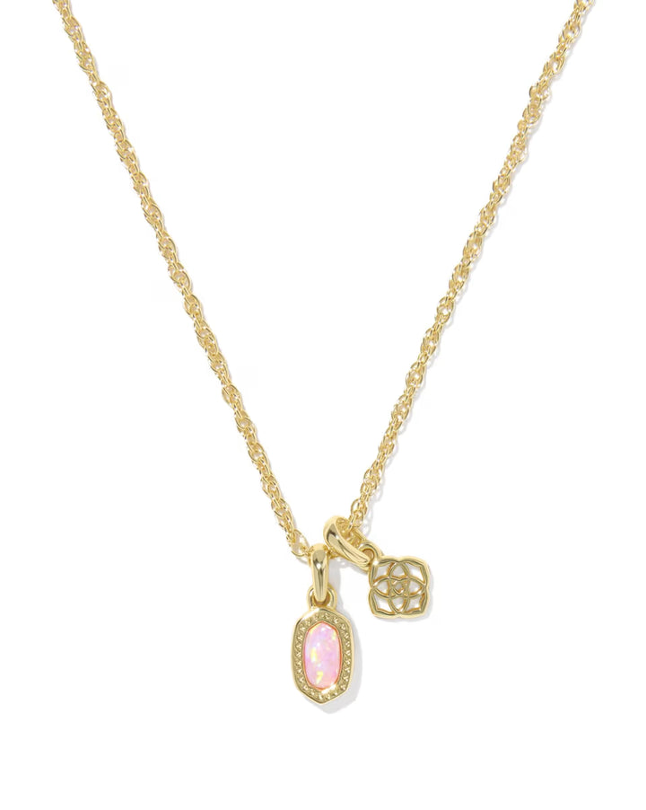 Kendra Scott Mini Elisa Dira Necklace in Pink Opal on Gold