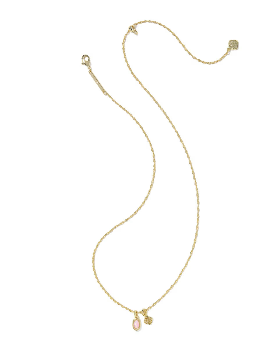 Kendra Scott Mini Elisa Dira Necklace in Pink Opal on Gold