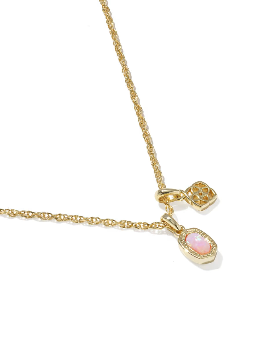 Kendra Scott Mini Elisa Dira Necklace in Pink Opal on Gold