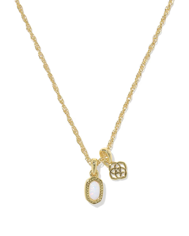 Kendra Scott Mini Elisa Dira Necklace in Bright White Opal on Gold