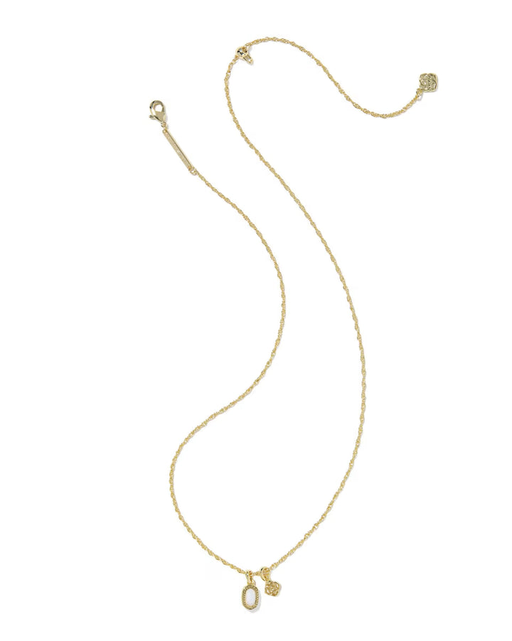 Kendra Scott Mini Elisa Dira Necklace in Bright White Opal on Gold