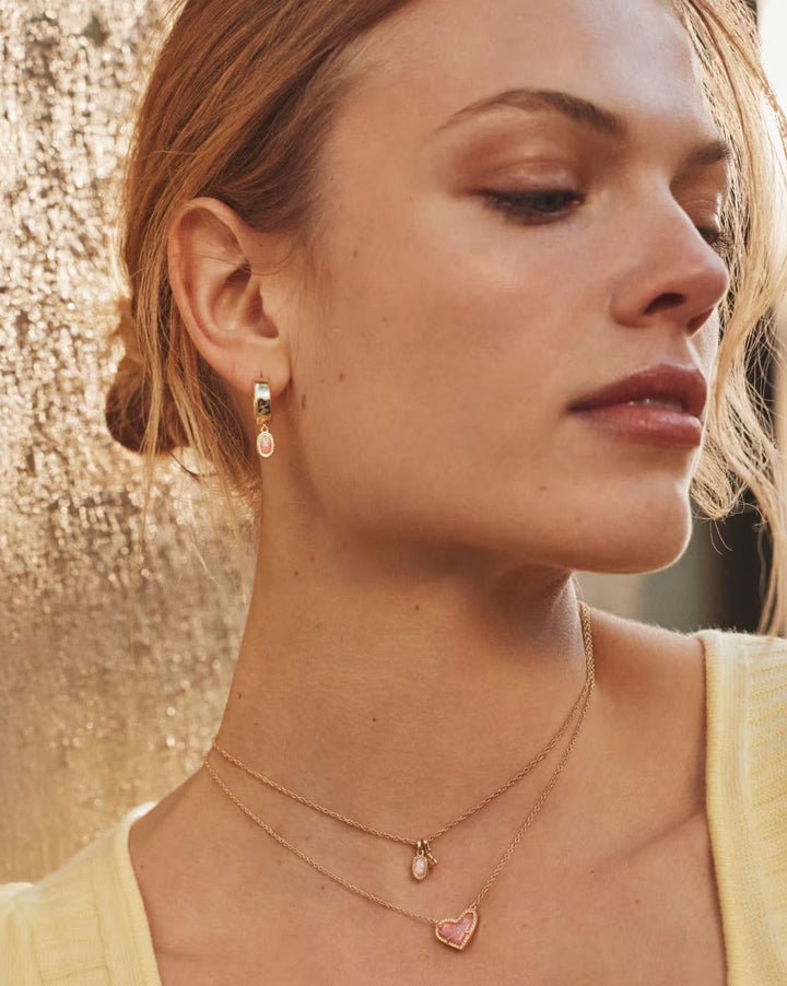 Kendra Scott Mini Elisa Dira Necklace in Pink Opal on Gold
