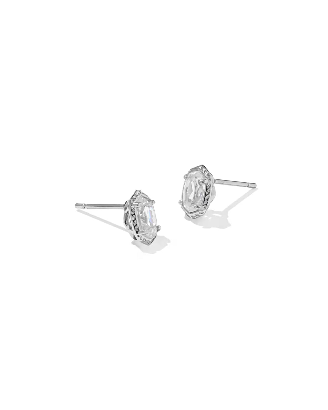 Kendra Scott Mini Ellie Luxe Stud Earring Rhodium White CZ