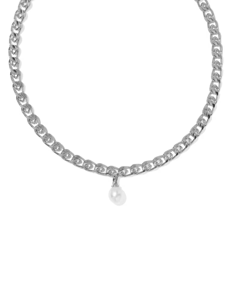 Kendra Scott Oakland Pearl Chain Necklace in Freshwater Pearl on Silver