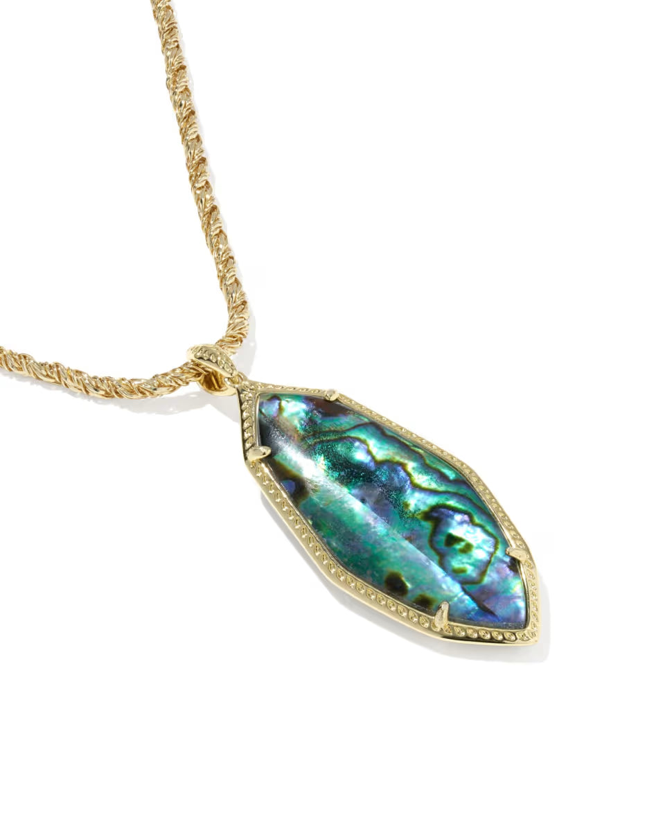 Kendra Scott Large Ophelia Pendant in Iridescent Abalone on Gold