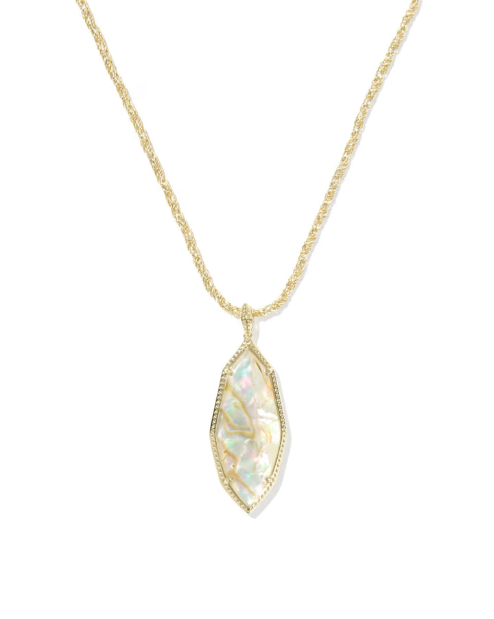 Kendra Scott Large Ophelia Pendant in Iridescent Abalone on Gold