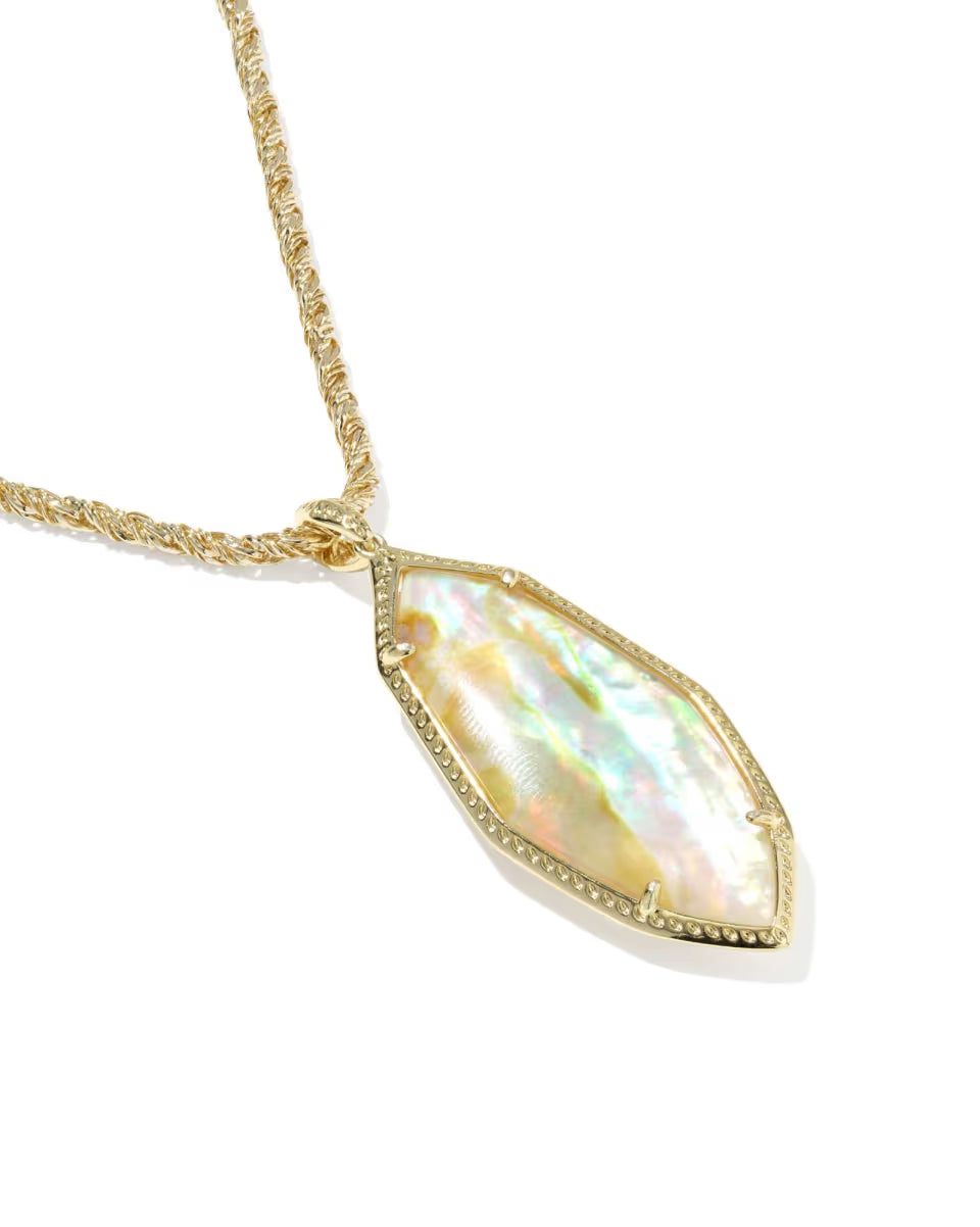 Kendra Scott Large Ophelia Pendant in Iridescent Abalone on Gold