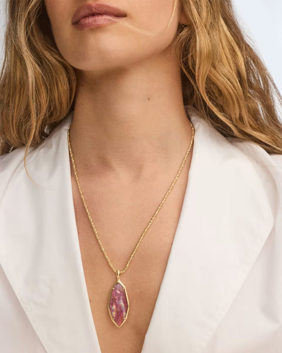 Kendra Scott Large Ophelia Pendant in Mauve illusion on Gold