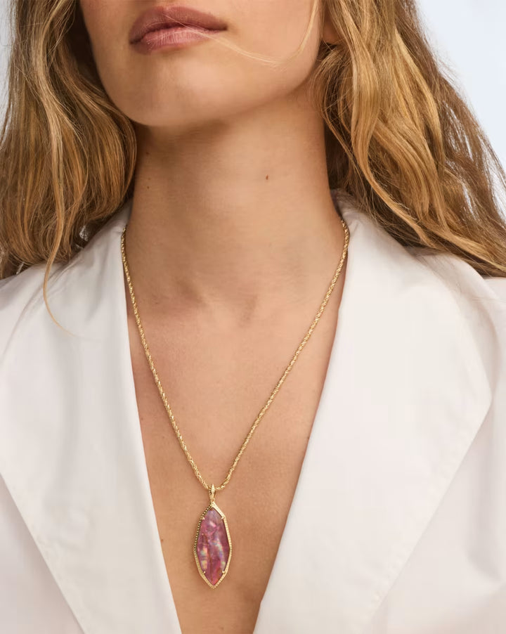 Kendra Scott Large Ophelia Pendant in Mauve illusion on Gold