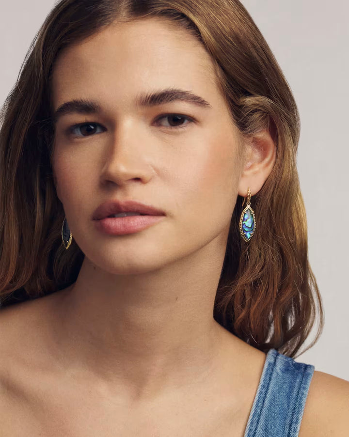 Kendra Scott Small Ophelia Drop Earring in Iridescent Abalone on Gold