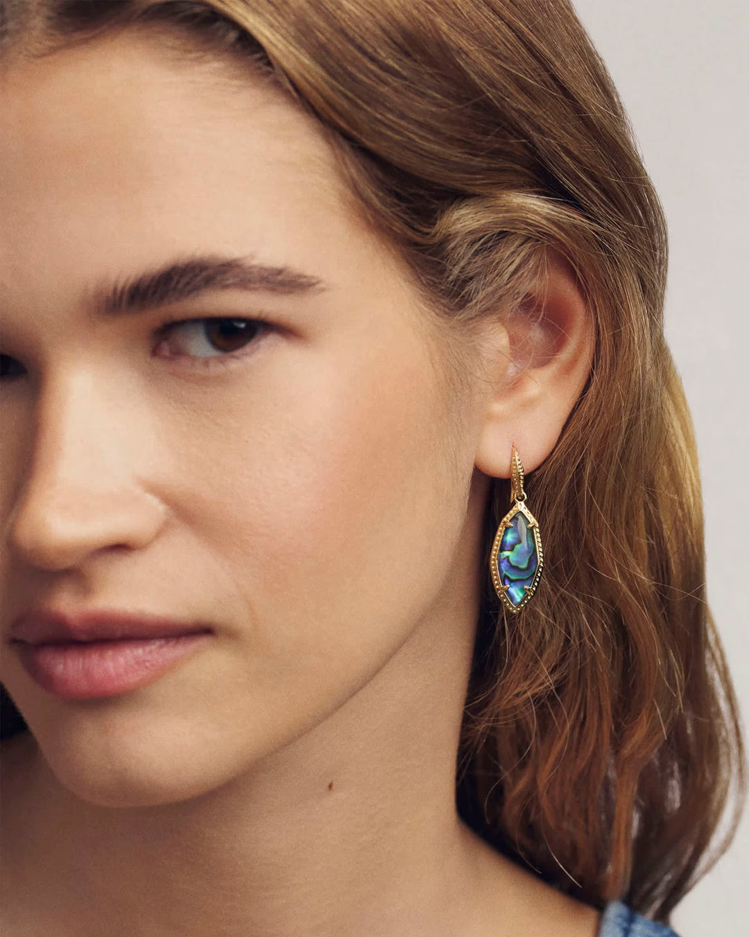 Kendra Scott Small Ophelia Drop Earring in Iridescent Abalone on Gold