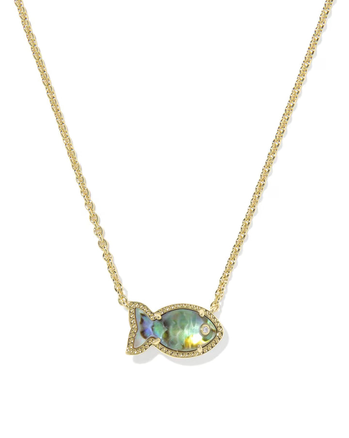 Kendra Scott Parker Fish Pendant in Abalone on Gold