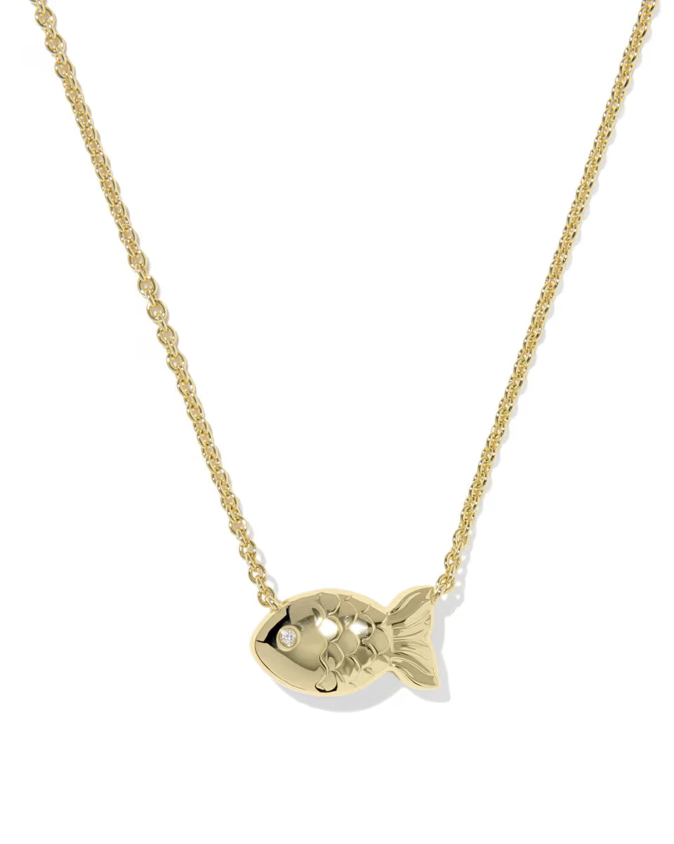 Kendra Scott Parker Fish Pendant in Abalone on Gold