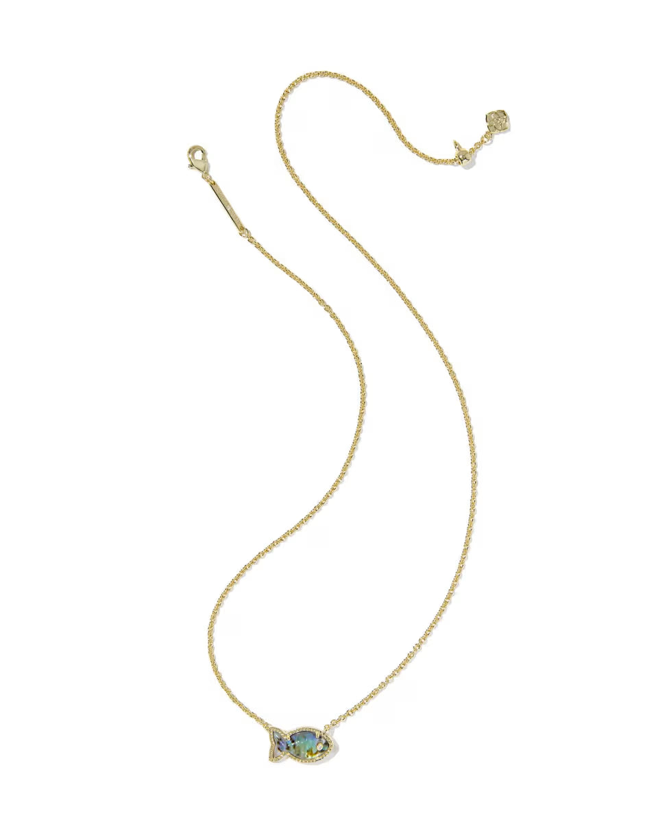 Kendra Scott Parker Fish Pendant in Abalone on Gold