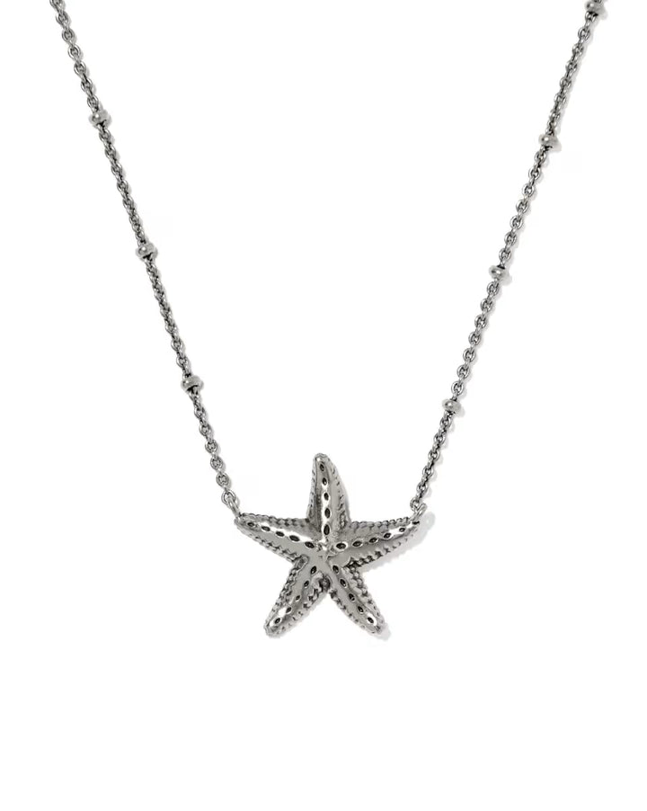 Kendra Scott Starfish Metal Necklace in Vintage Silver