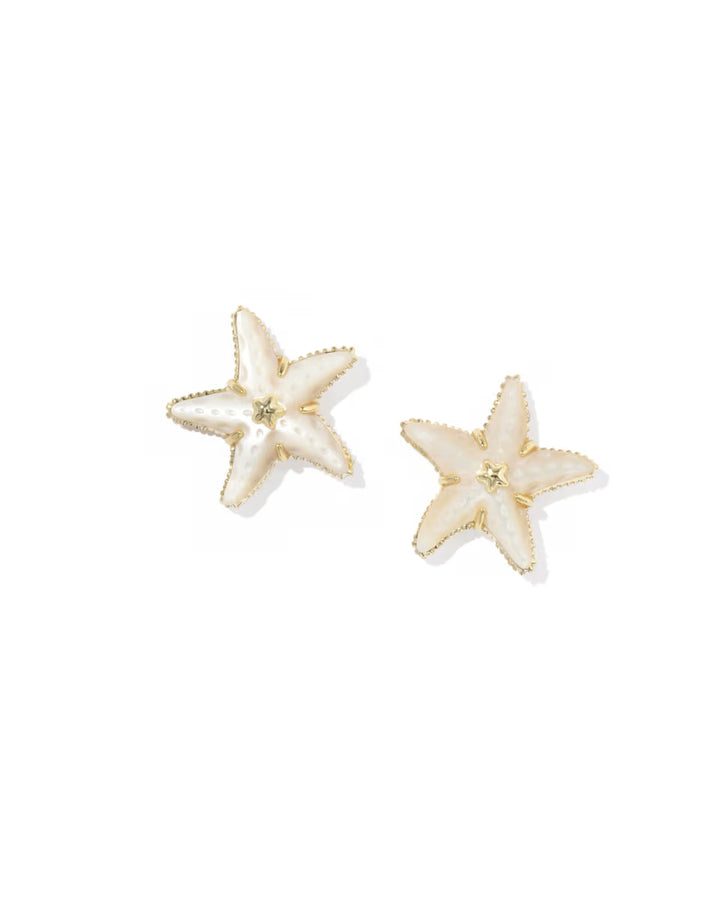 Kendra Scott Parker Starfish Stud Earring in Natural Mother of Pearl on Gold