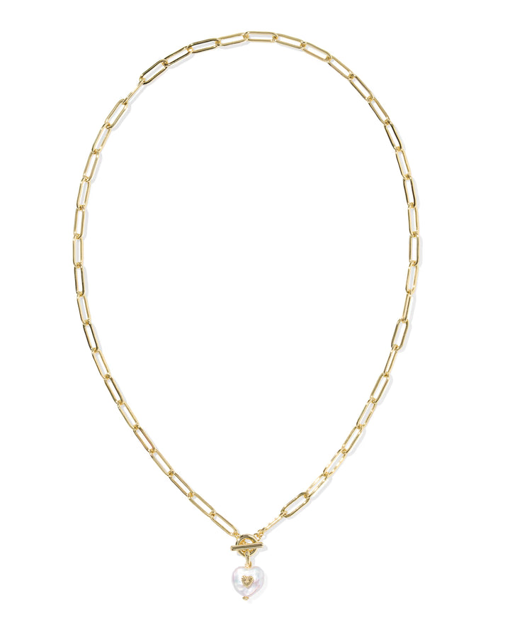Kendra Scott Sasha Heart Short Pendant Fresh Water Pearl in Gold