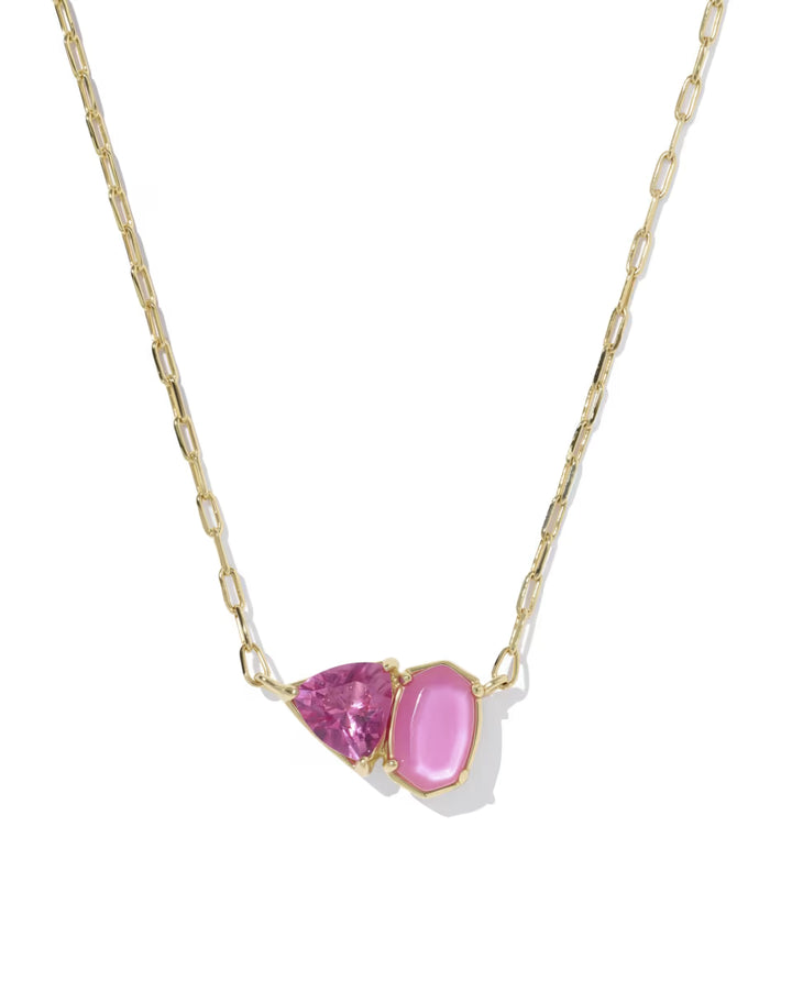 Kendra Scott Tatum Short Pendant Necklace Azalea Pink on Gold