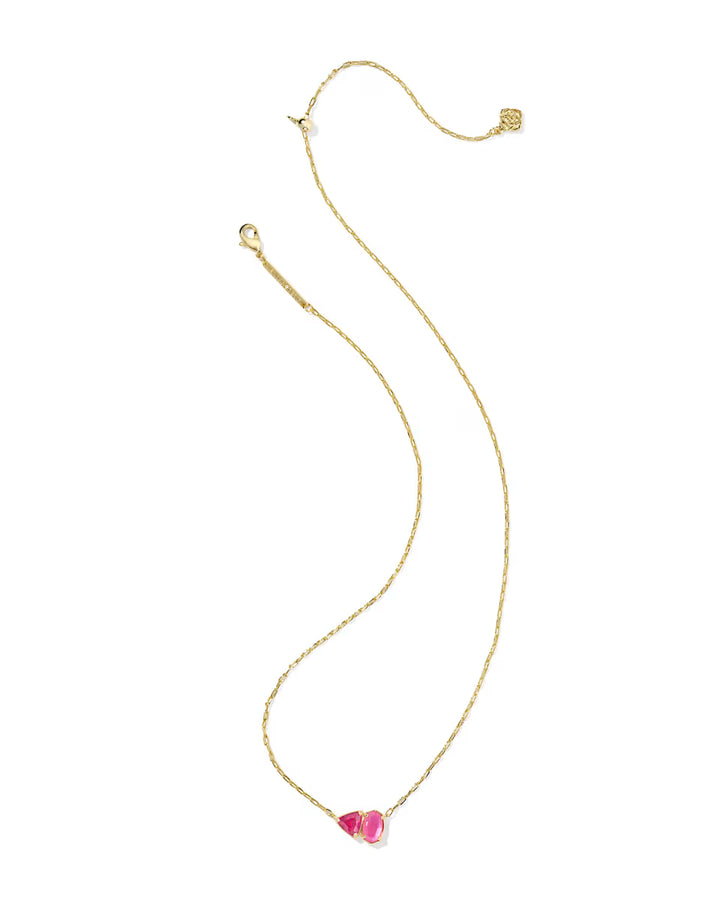 Kendra Scott Tatum Short Pendant Necklace Azalea Pink on Gold