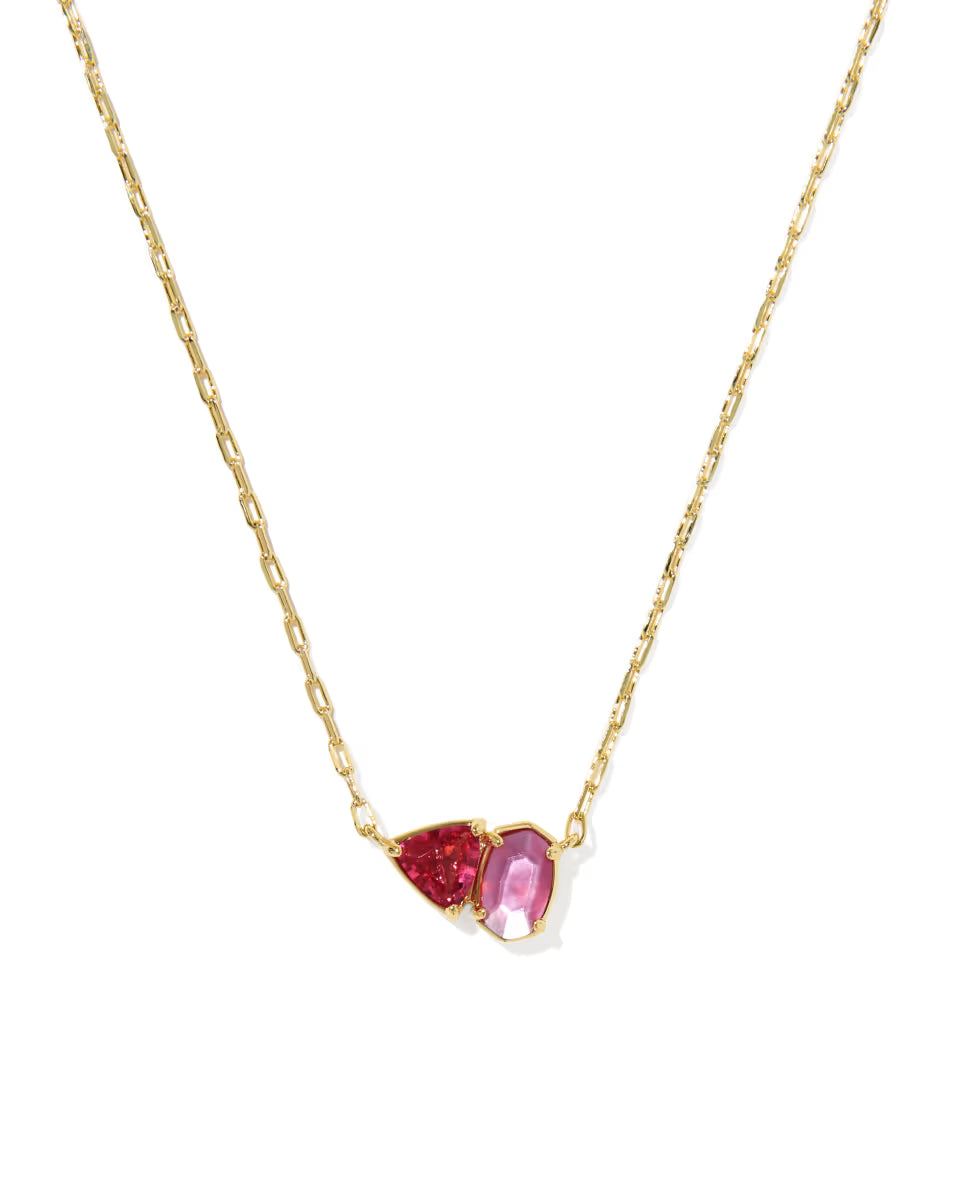 Kendra Scott Tatum Short Pendant Necklace Pink Mix on Gold