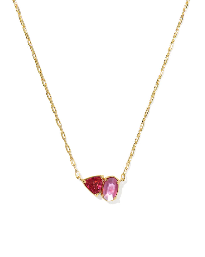 Kendra Scott Tatum Short Pendant Necklace Pink Mix on Gold