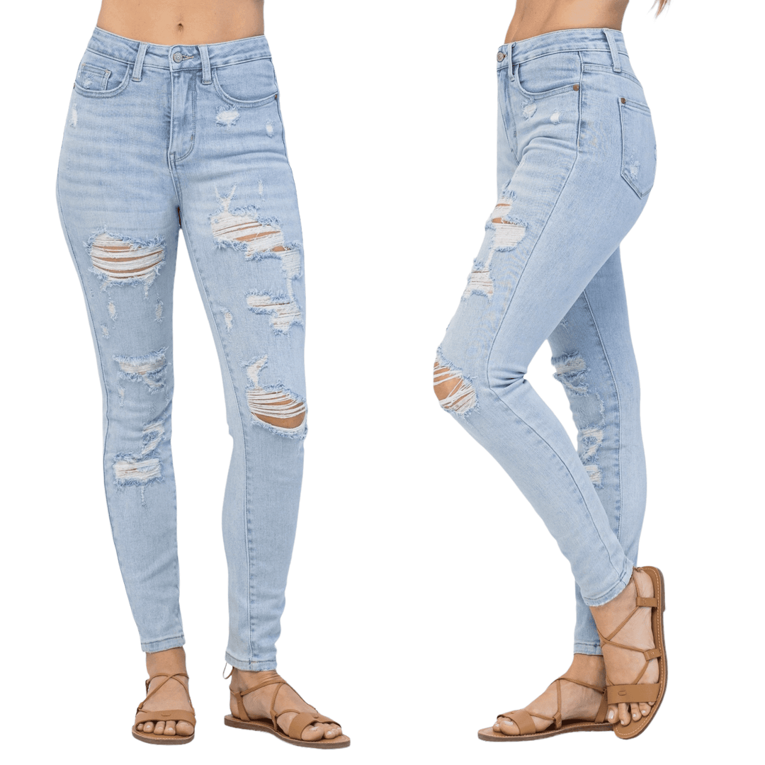 Judy Blue Distressed High Rise Skinny with Tummy Control