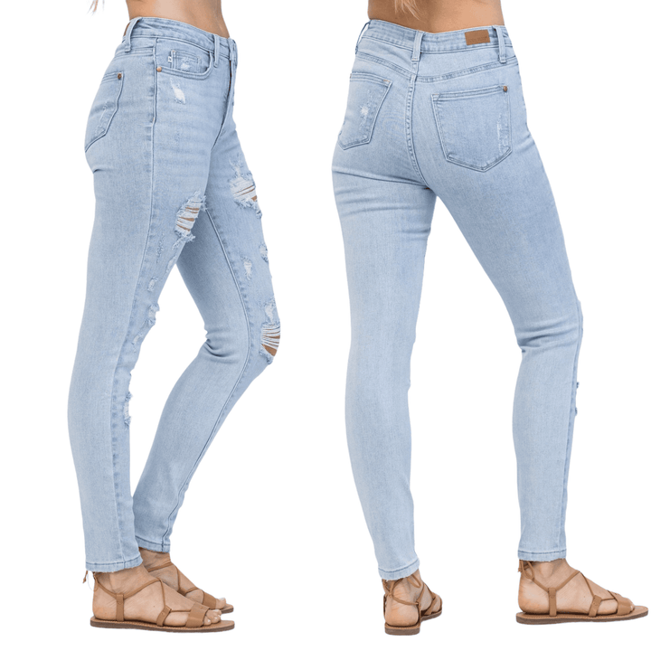 Judy Blue Distressed High Rise Skinny with Tummy Control