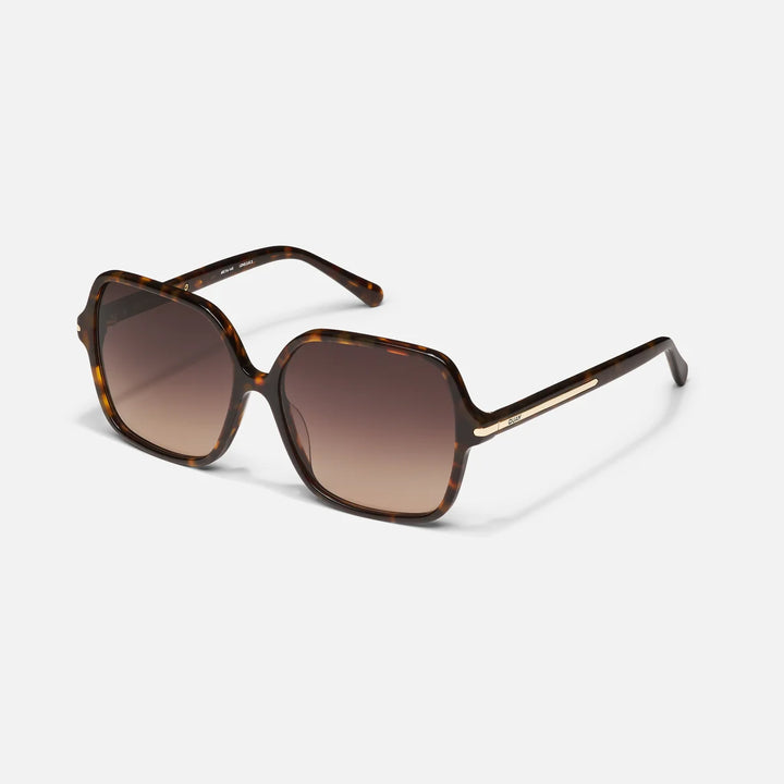 Press Tour Neutral Tortoise on Dark Fawn Lense Sunglasses