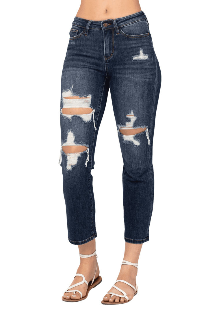 Judy Blue Mid Rise Crop Straight