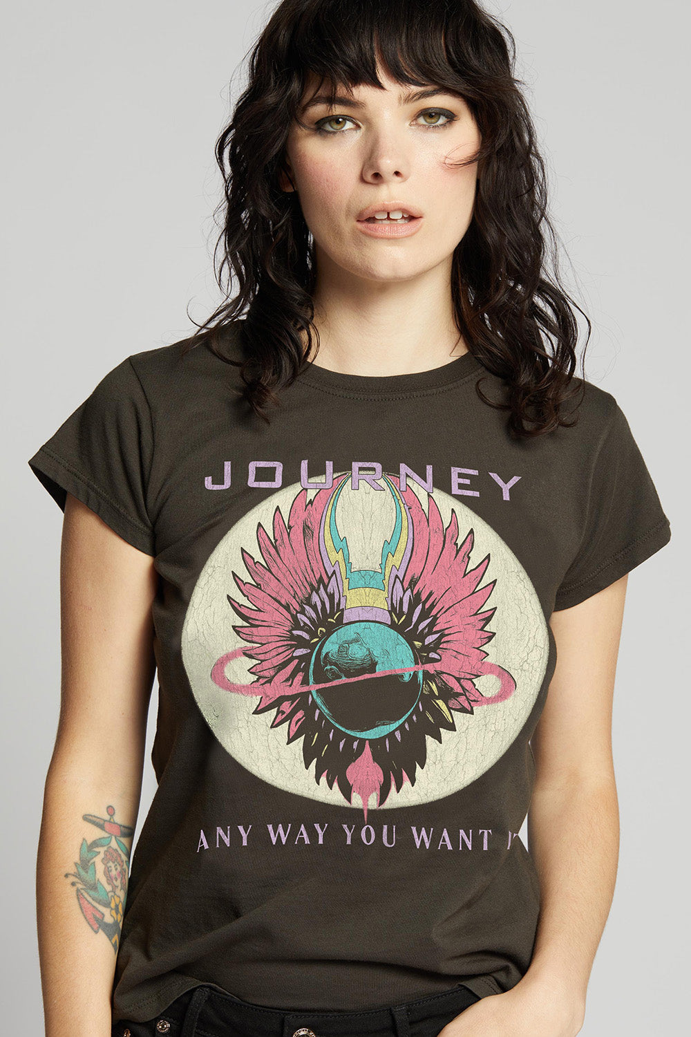 Journey Only The Young Baby Tee in Vintage Black