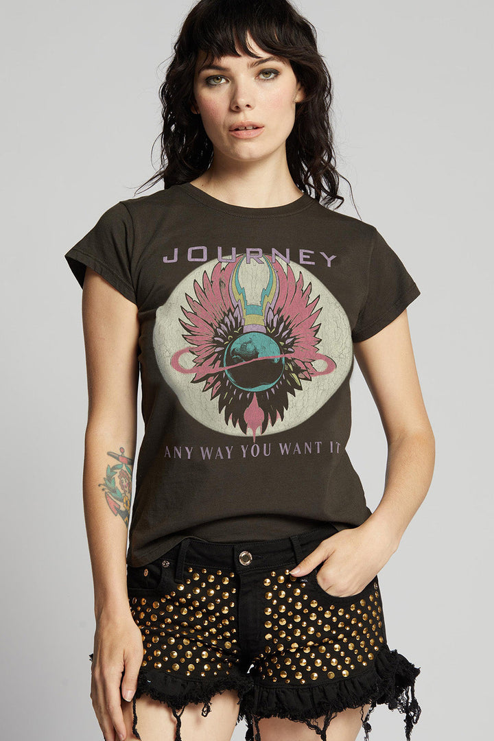 Journey Only The Young Baby Tee in Vintage Black