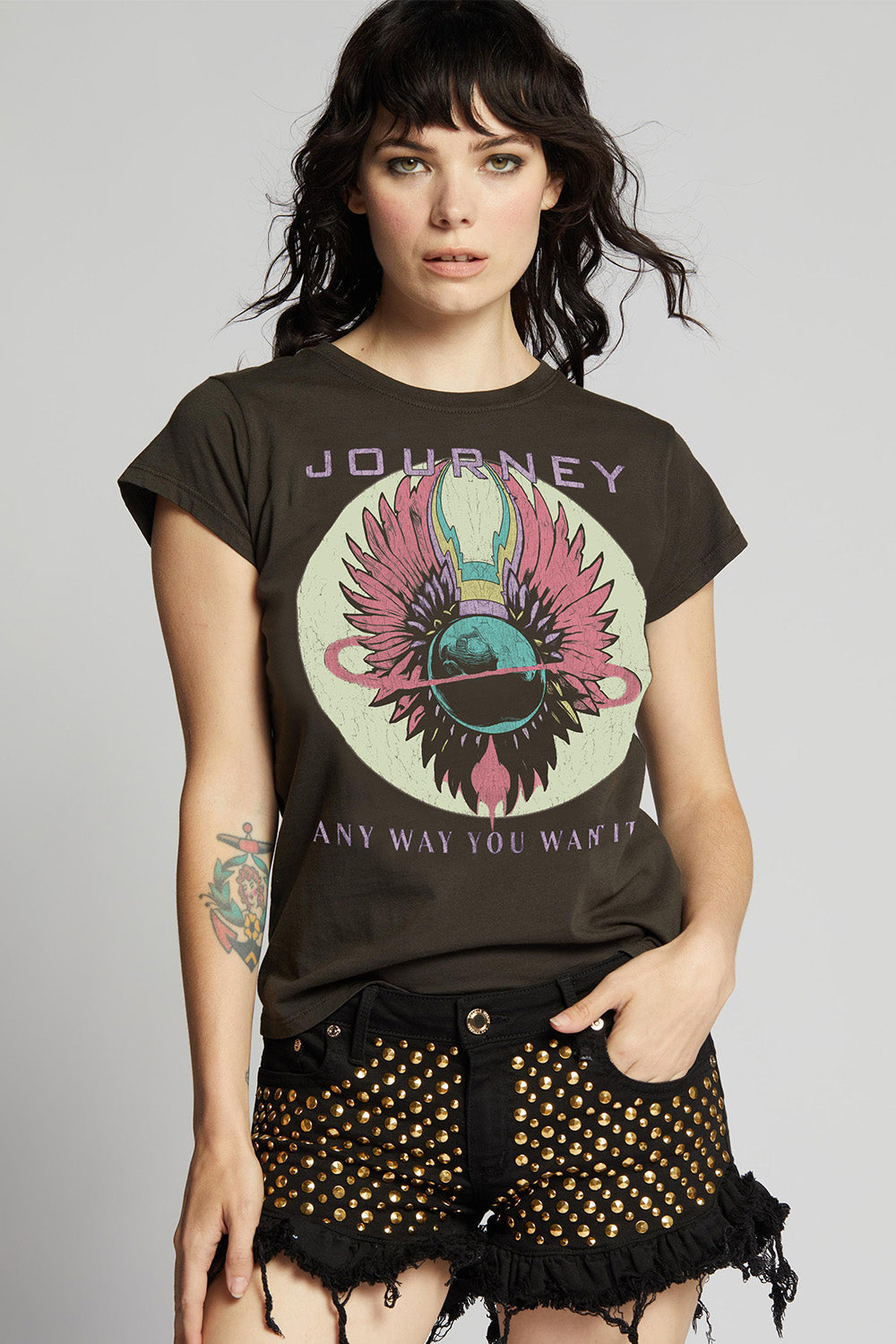 Journey Only The Young Baby Tee in Vintage Black