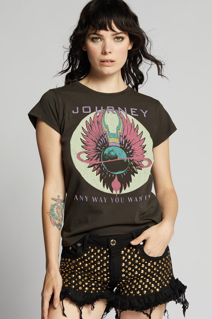 Journey Only The Young Baby Tee in Vintage Black