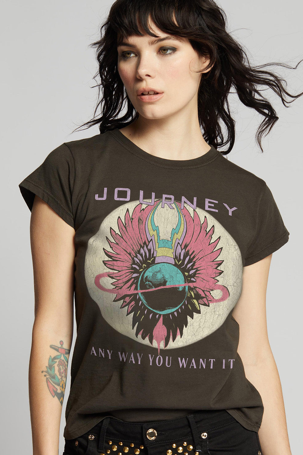 Journey Only The Young Baby Tee in Vintage Black