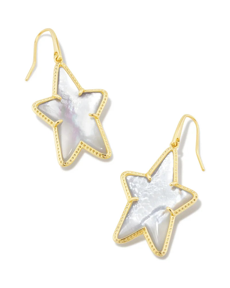 Kendra Scott-Ada Gold Star Drop Earrings in Ivory Mother-of-Pearl