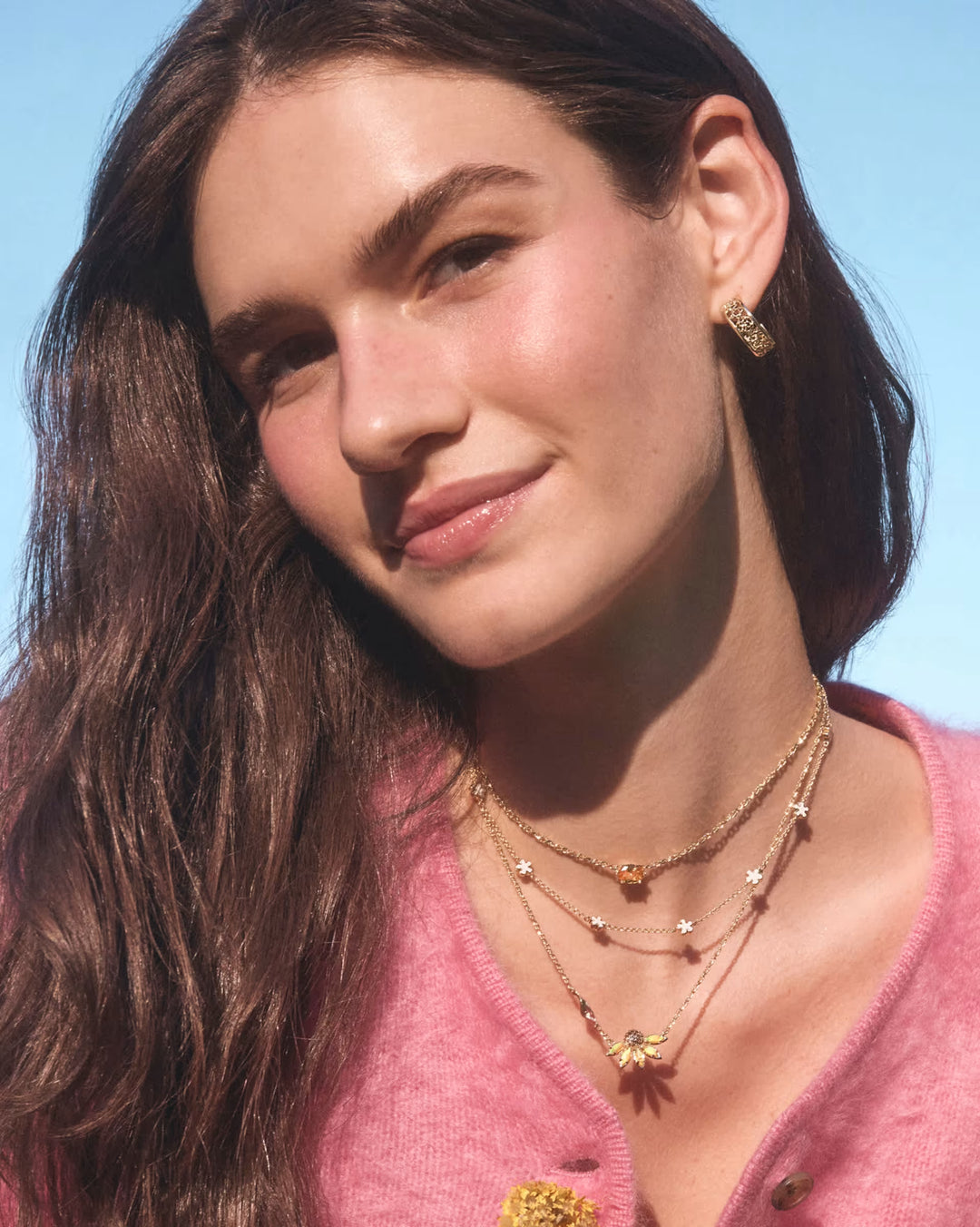 Kendra Scott Jane Strand Necklace in Pink on Gold