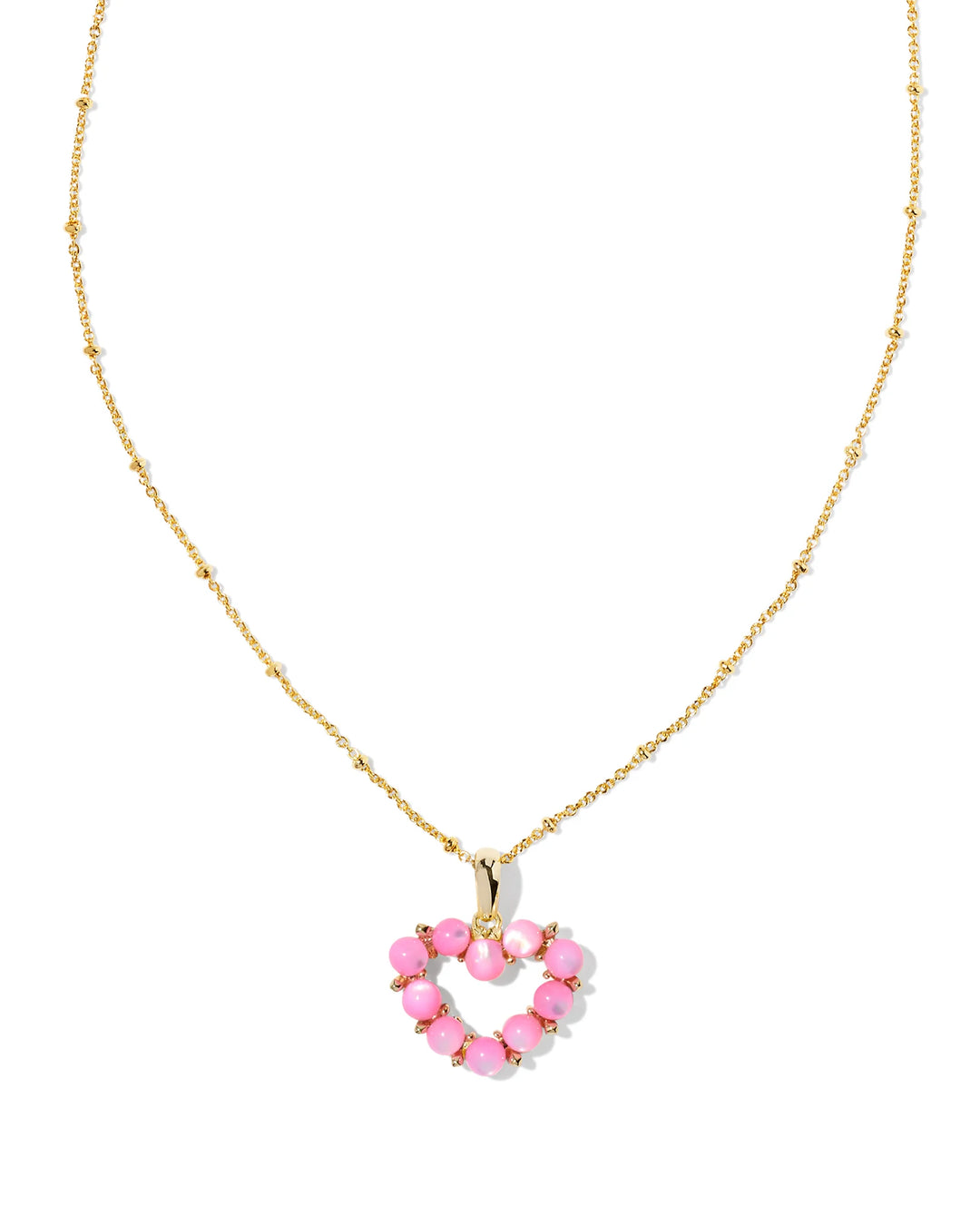 Kendra Scott-Ashton Gold Heart Short Pendant Necklace in Blush Ivory Mother Of Pearl